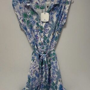 NWT Tori Richard Tropical Floral Button-Up Dress Sz Small